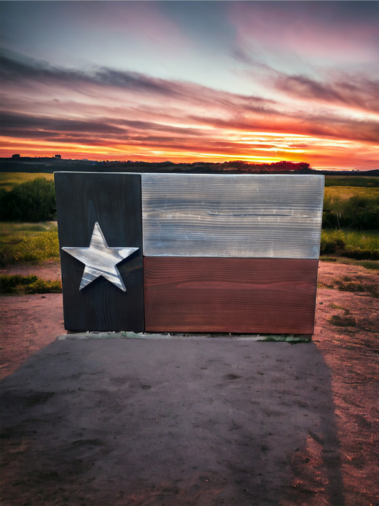 Wildfire Solid Wood Texas Flag